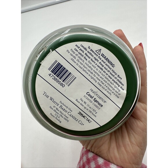BATH BODY WHITE BARN CANDLE CO. REAL ESSENCES COOL SPRUCE JAR 15oz NOS - Picture 5 of 6